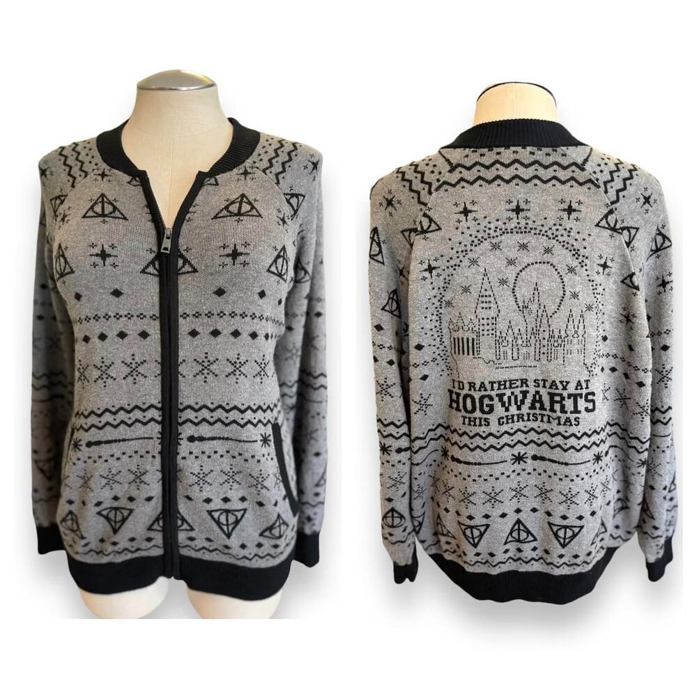 Torrid 4 (4X) Harry Potter I'd Rather Stay At Hogwarts Fair Isle Bomber Sweater